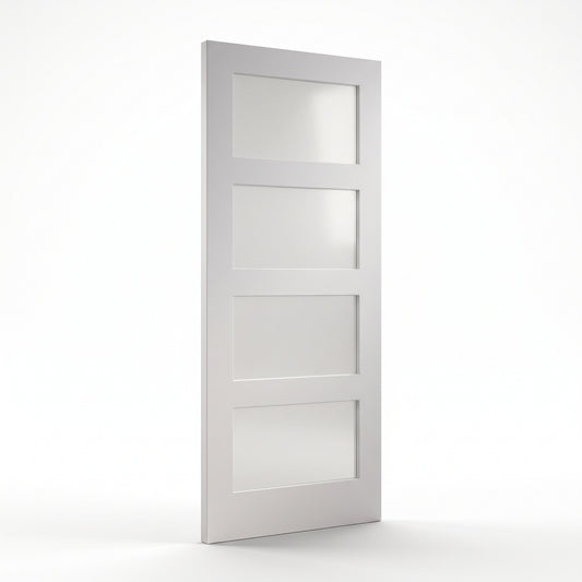 WC31GF 4 Panel Shaker Frosted Glass White Internal Door