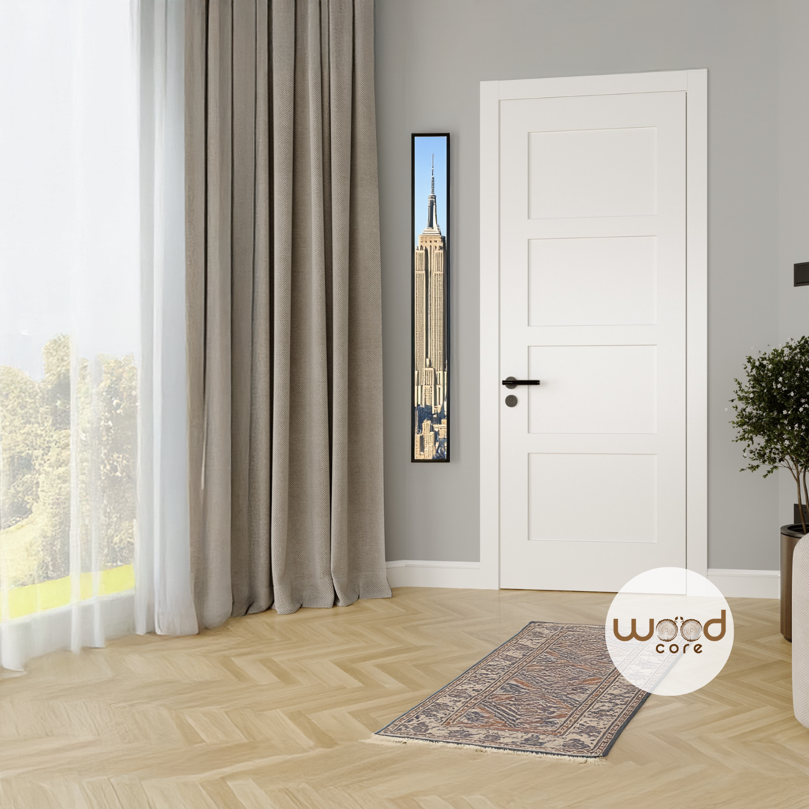 WC31 4 Panel Primed White Internal Door Solid