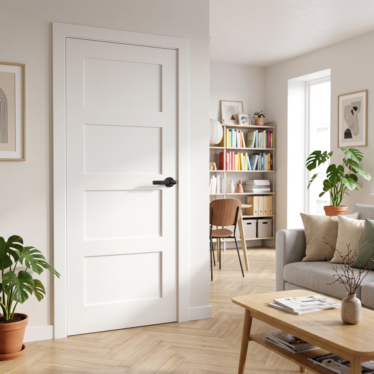 WC31 4 Panel Shaker White Internal Door Lifestyle Image