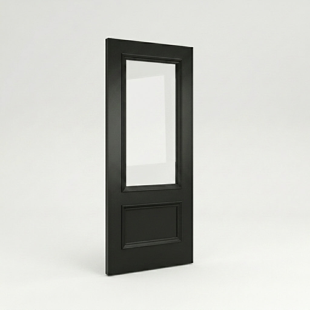 WC35GC Clear Glass Black Internal Door Victorian Style 2 Panel Door