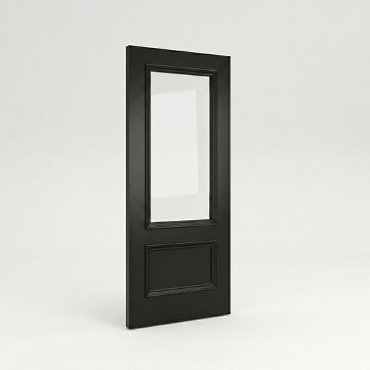 WC35GC Clear Glass Black Internal Door Victorian Style 2 Panel Door