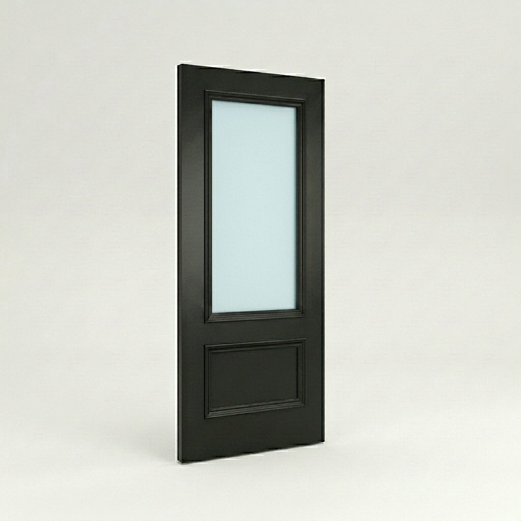 WC35GF Frosted Glass Black Internal Door Victorian Style 2 Panel Door