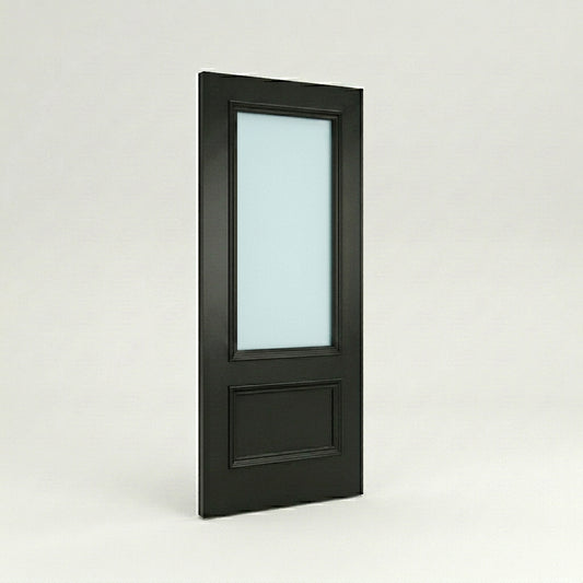 WC35GF Frosted Glass Black Internal Door Victorian Style 2 Panel Door