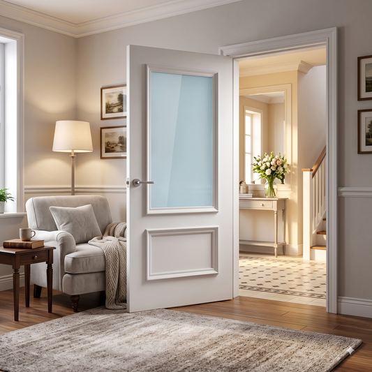 WC35GF Victorian Style Frosted Glass White Internal Door