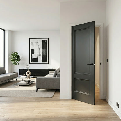 WC35 Solid Black Internal Door Victorian Style 2 Panel Door
