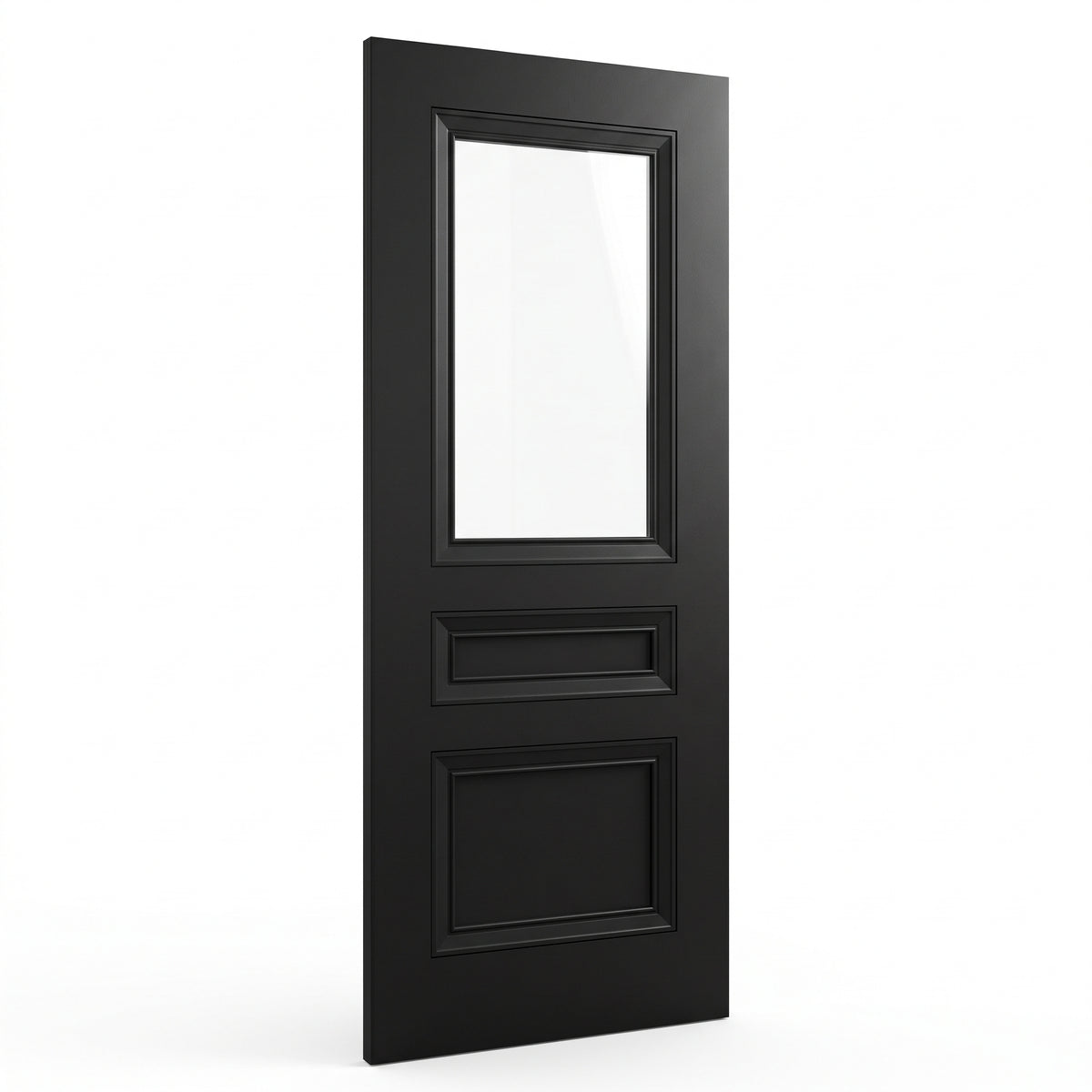 WC39GC Black 3 Panel Victorian Style Clear Glass Internal Door