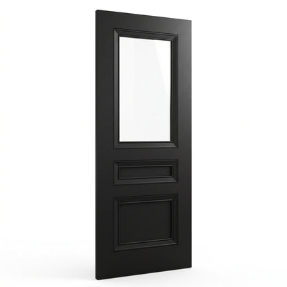 WC39GC Black 3 Panel Victorian Style Clear Glass Internal Door