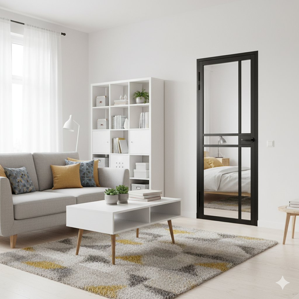 WC40GC black internal door with clear glass, Urban Style