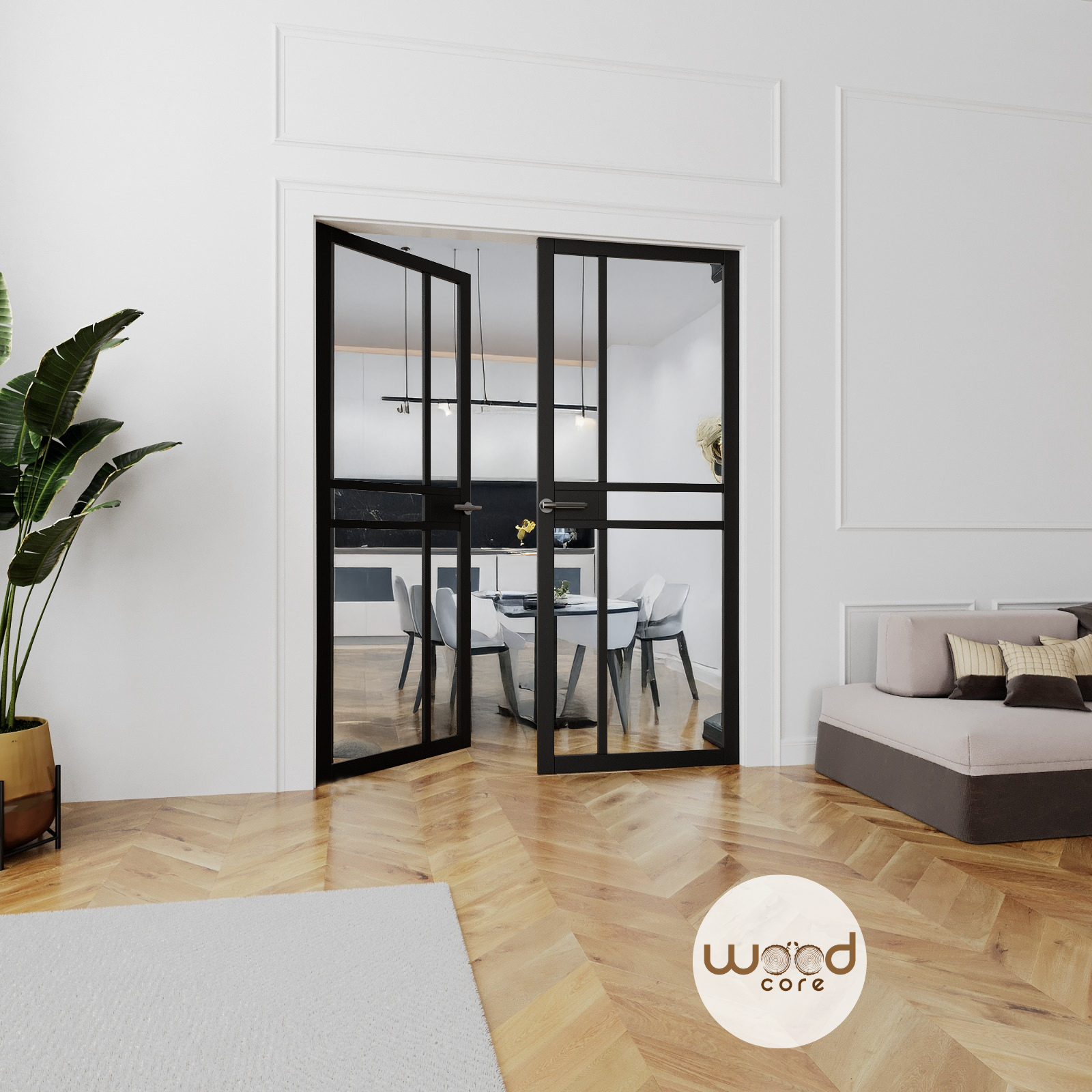 WC40G Premium Primed Black Urban Style Door