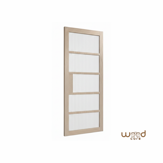 WC41GR Reeded Glass Crittall Style Whitewashed Oak Internal Door