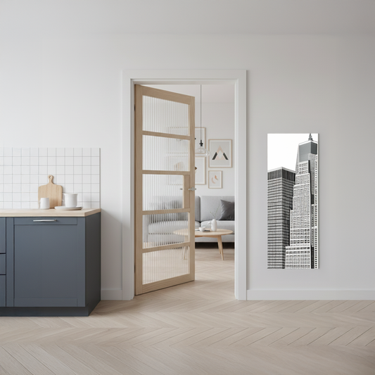 WC41GR Reeded Glass Crittall Style Whitewashed Oak Internal Door