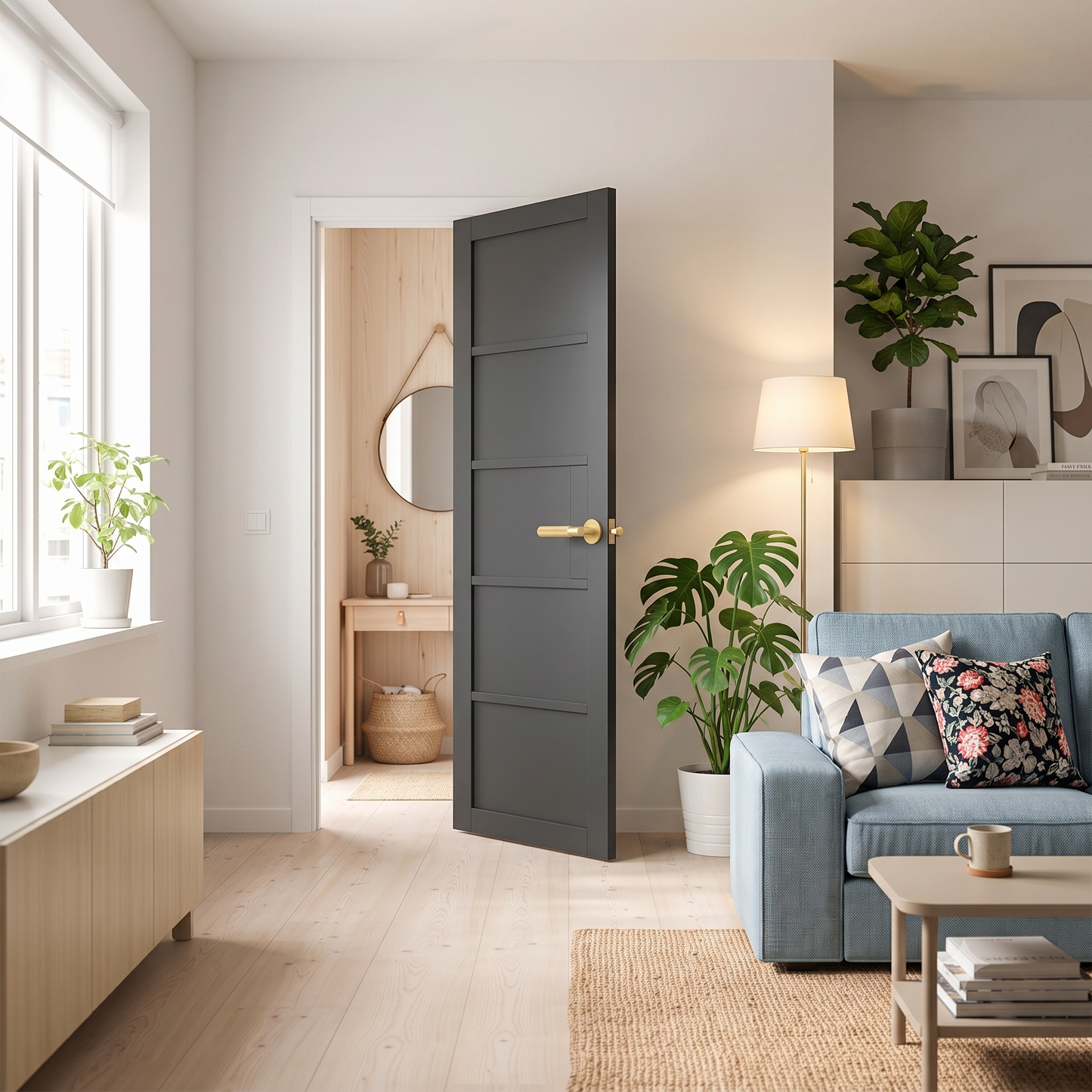 WC41 solid black internal door, Mayfair style
