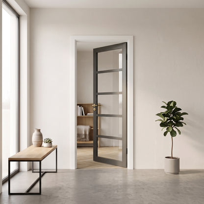 WC42G Urban Style Black Internal 5 Panel Glass Door — Mayfair