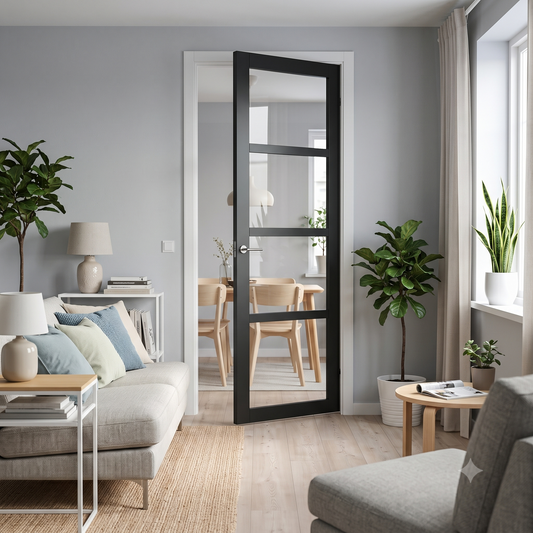WC42G Urban Style Black Internal Door — Glass Mayfair