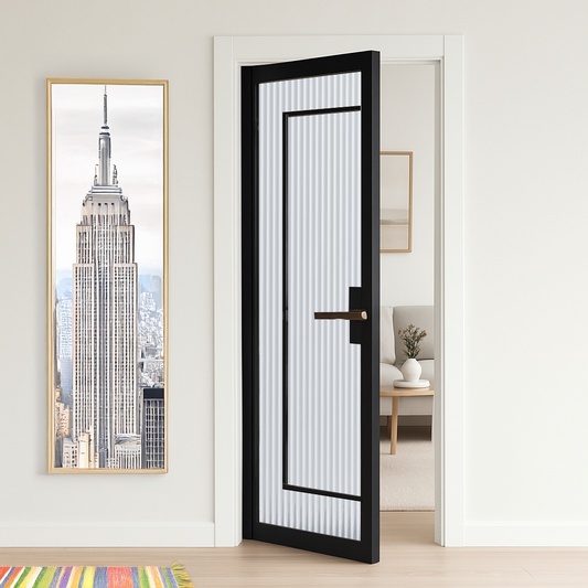 Black Crittal Style Internal Door with Reeded glass