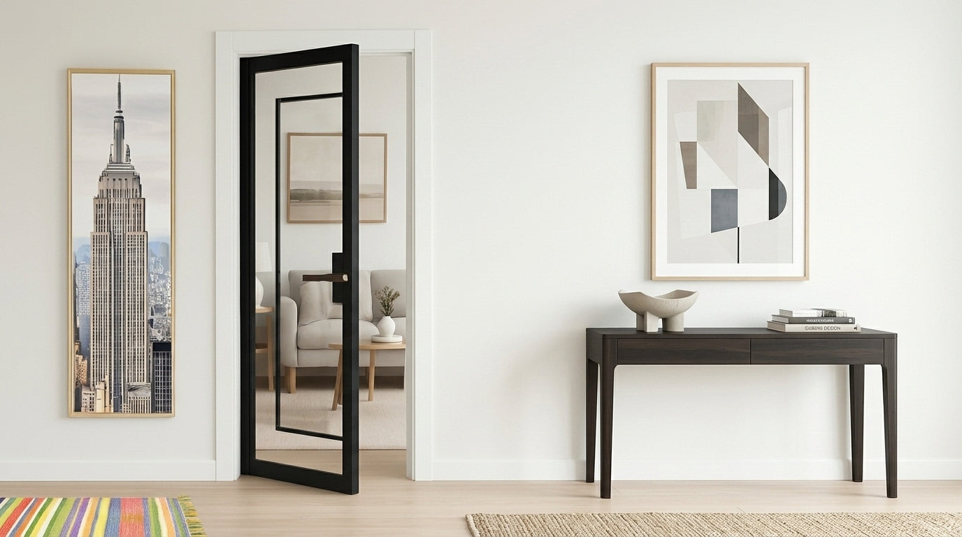 Black Clear Glass Door
