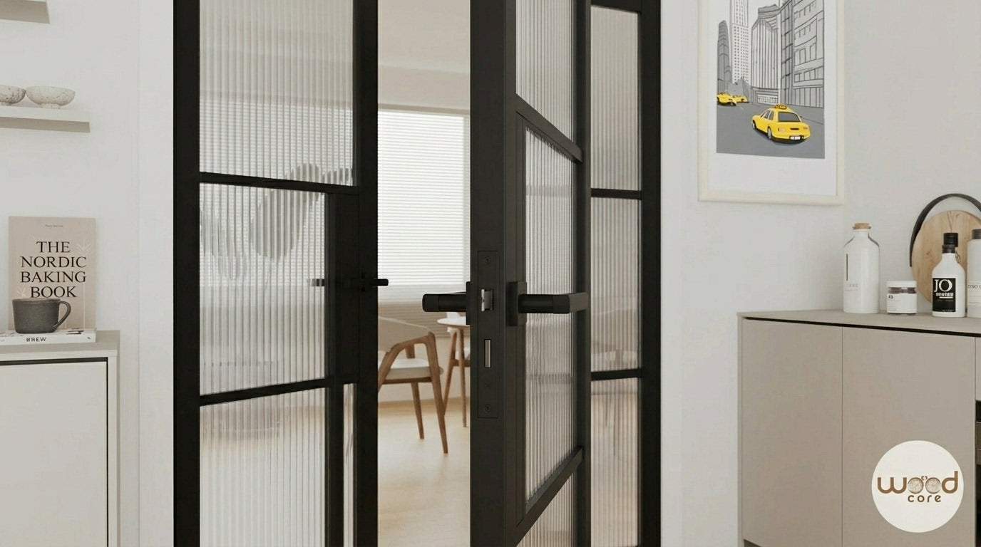 Double Urban Black Glass Door