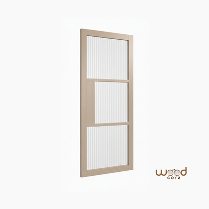WC44GR Reeded Glass Crittall-style whitewashed oak internal door - close-up