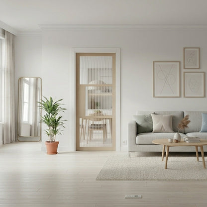 WC44GR Reeded Glass Urban Style Whitewashed Oak Internal Door