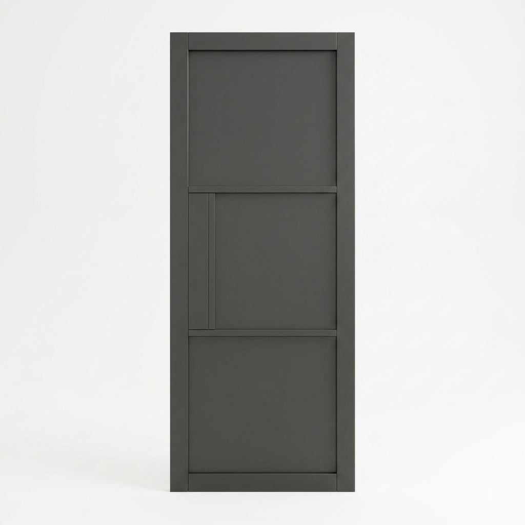 WC44 solid black internal door, Mayfair style close-up
