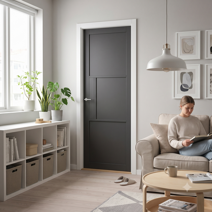WC44 solid black internal door, Mayfair style