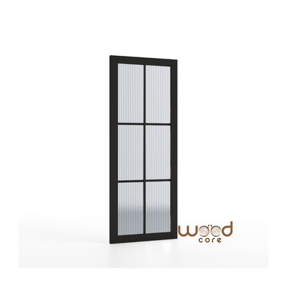 WC46G Reeded Glass Urban Style Premium Primed Black Mayfair Internal Door