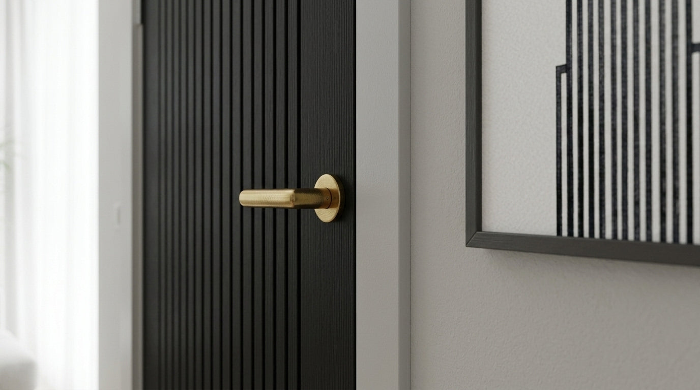 Ingraved Black Wooden Door