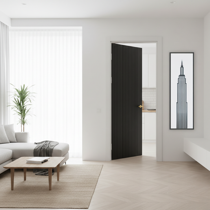 Black Internal Slatted Style Modern Wooden Door WC61