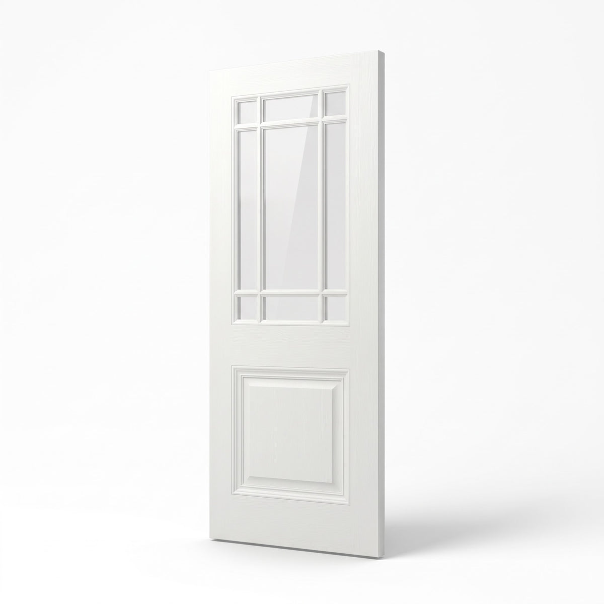 WC9GCB 9 panel clear glass white internal door, second view
