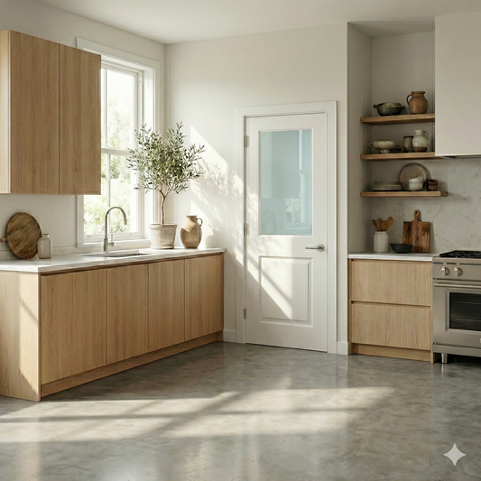 2 Panel Victorian Style Primed White Internal Frosted Glass Door WC9GF