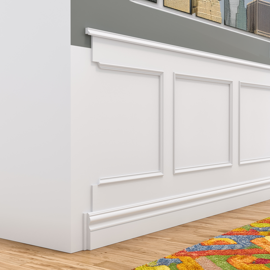 Wainscoting wall panelling - primed white trims
