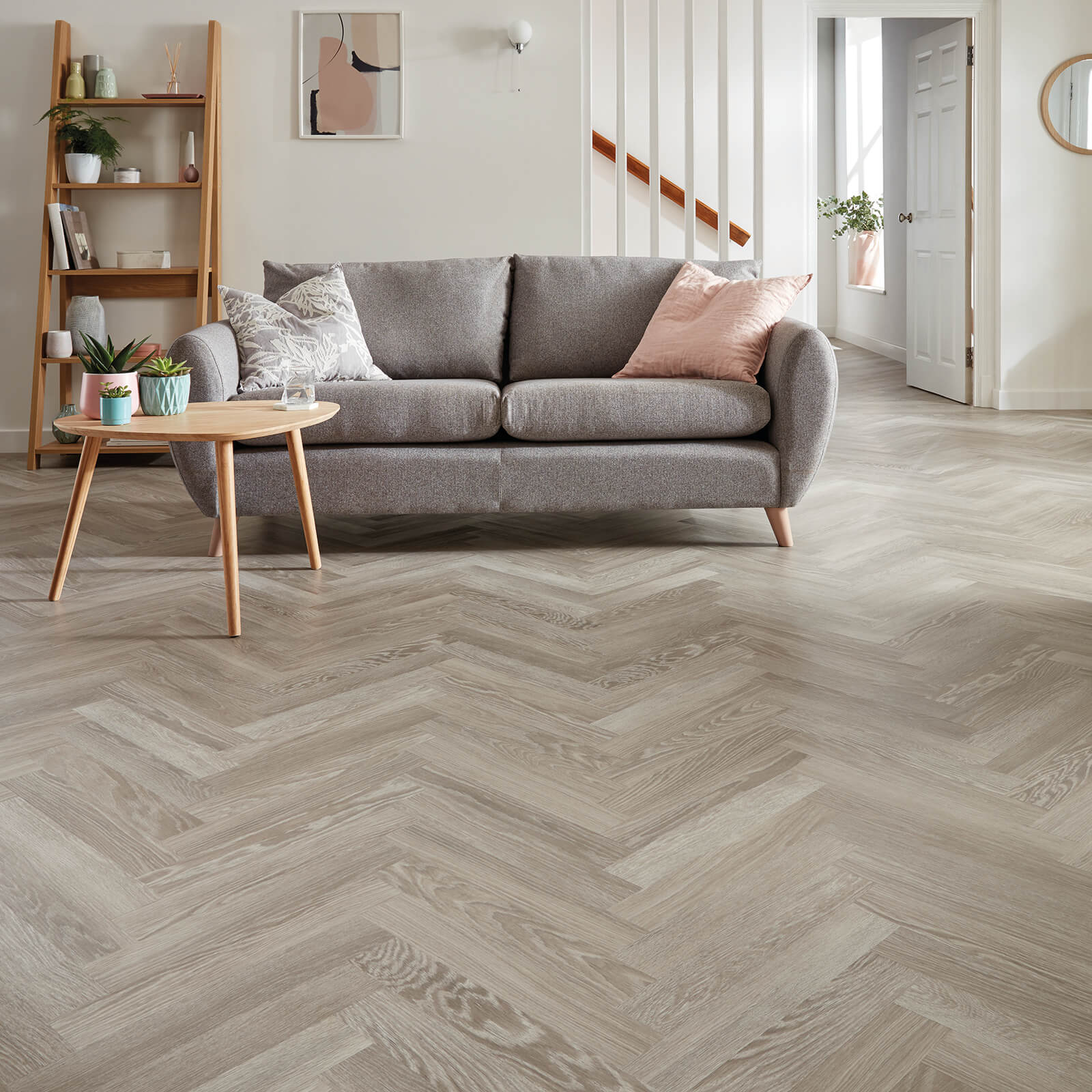 Washed Oak Herringbone Flooring 12mm