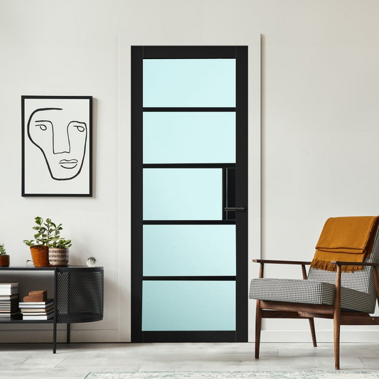 WC41GF Frosted Crittall Premium Primed Black Mayfair Door