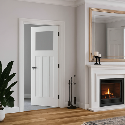 WC18G 1930s style white internal door, unglazed