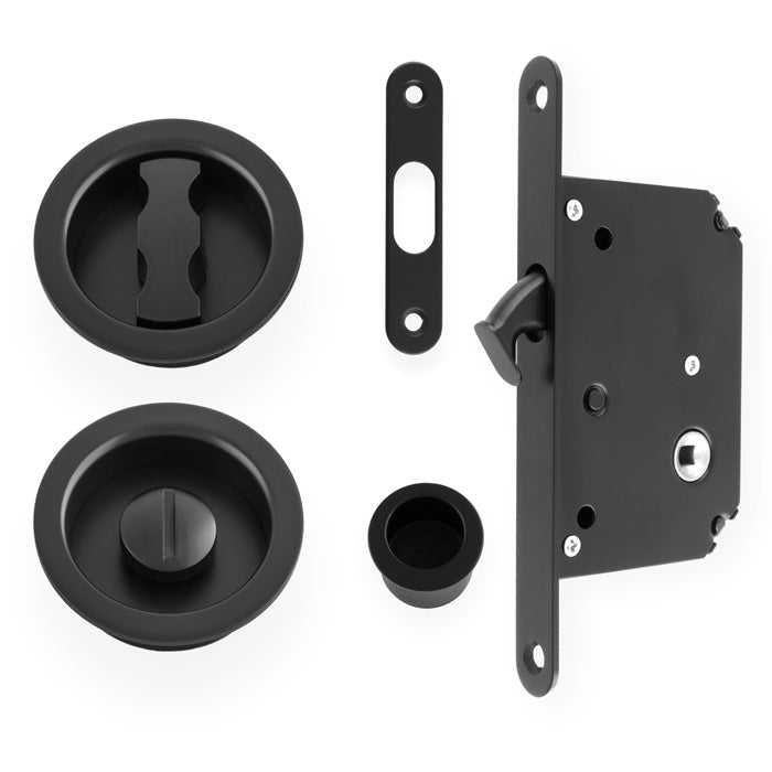 Sliding door privacy lock, black