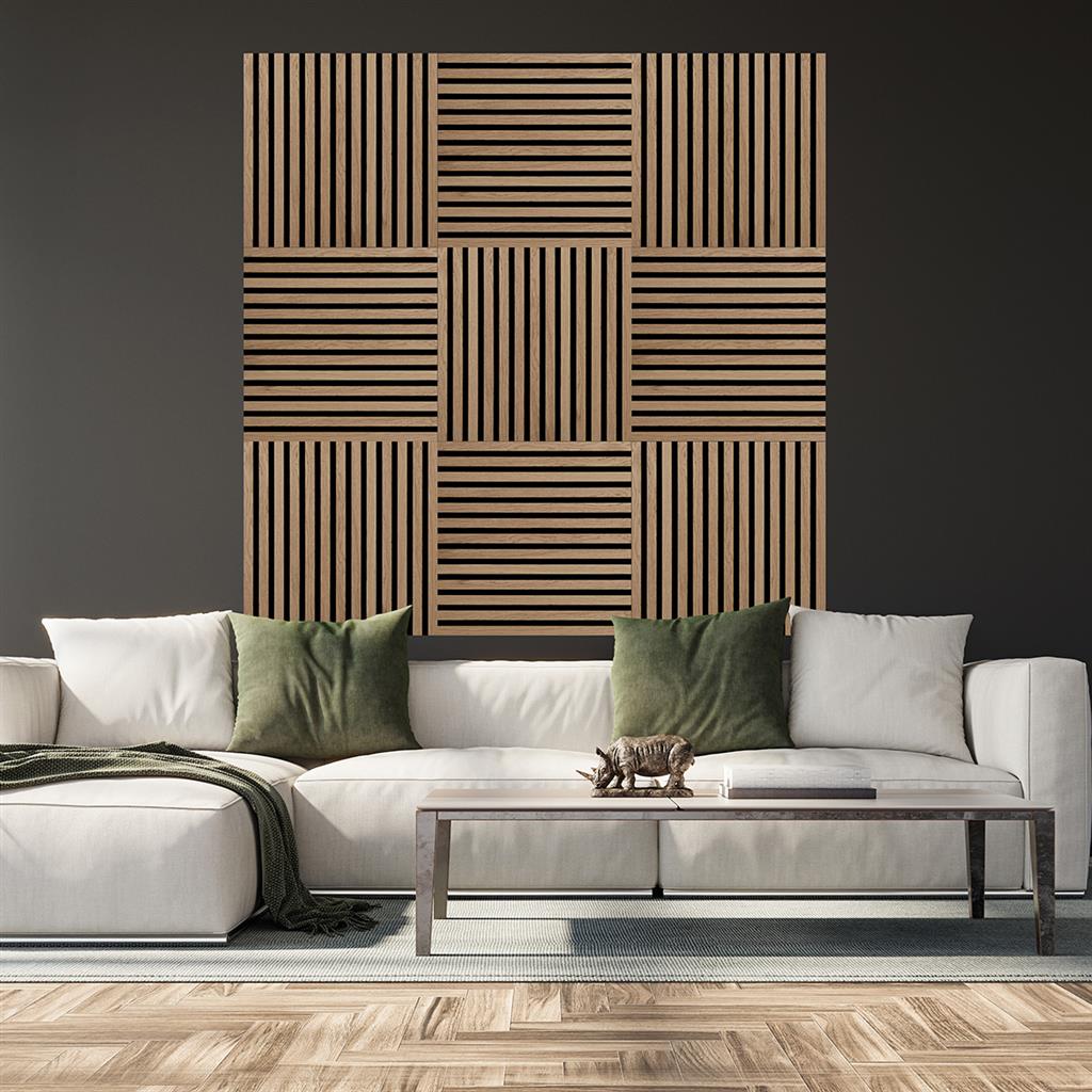 Slat Acoustic Wall Paneling Classic Oak Square