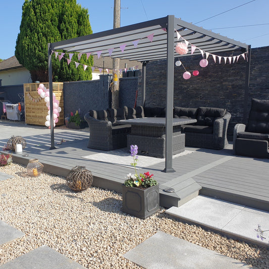Composite decking Suir stone grey - installed