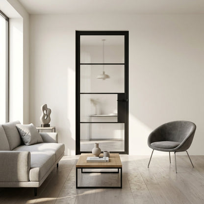 Steel black Crittall-style internal reeded glass door - Hamburg lifestyle photo 2