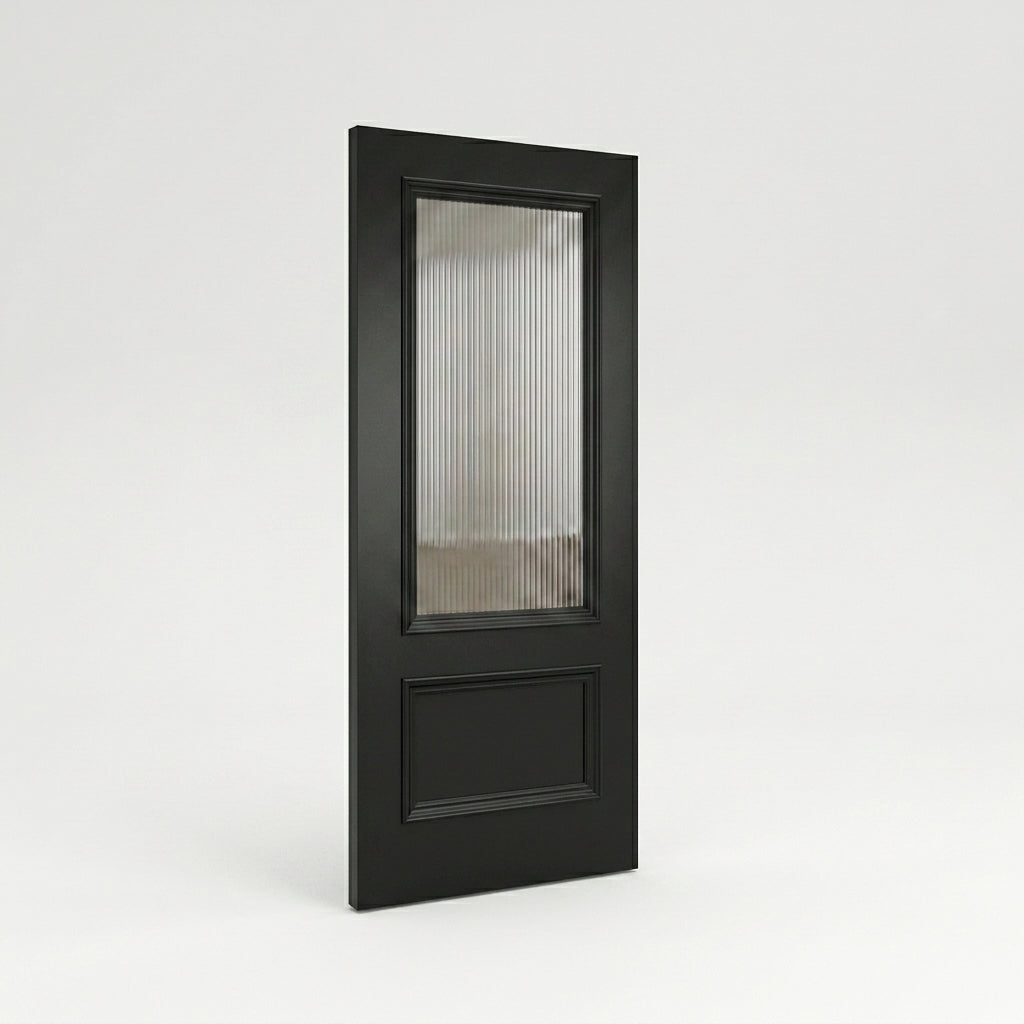 WC35GR Reeded Glass Black Internal Door Victorian Style 2 Panel Door