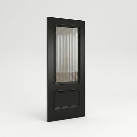 WC35GR Reeded Glass Black Internal Door Victorian Style 2 Panel Door