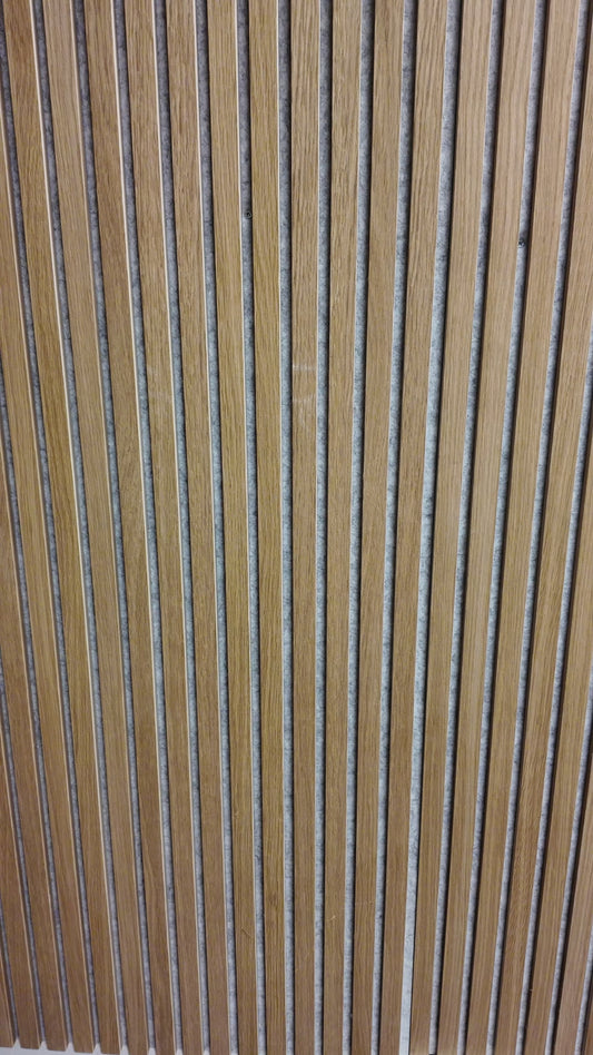 Slat Acoustic Wall Paneling Classic Oak Grey Silver Back