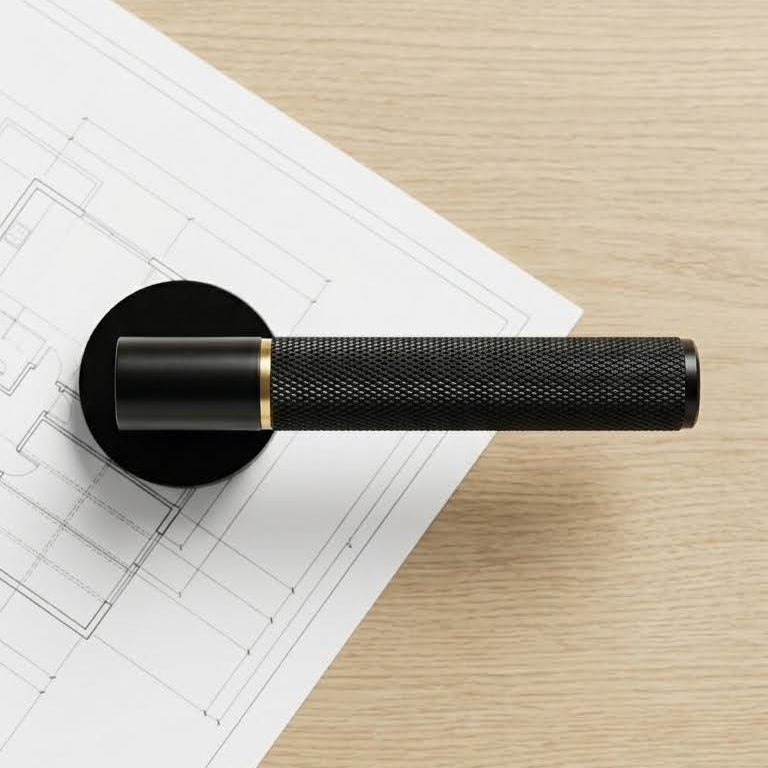 Paris Matt Black and Gold Internal Knurled Door Handle Sets