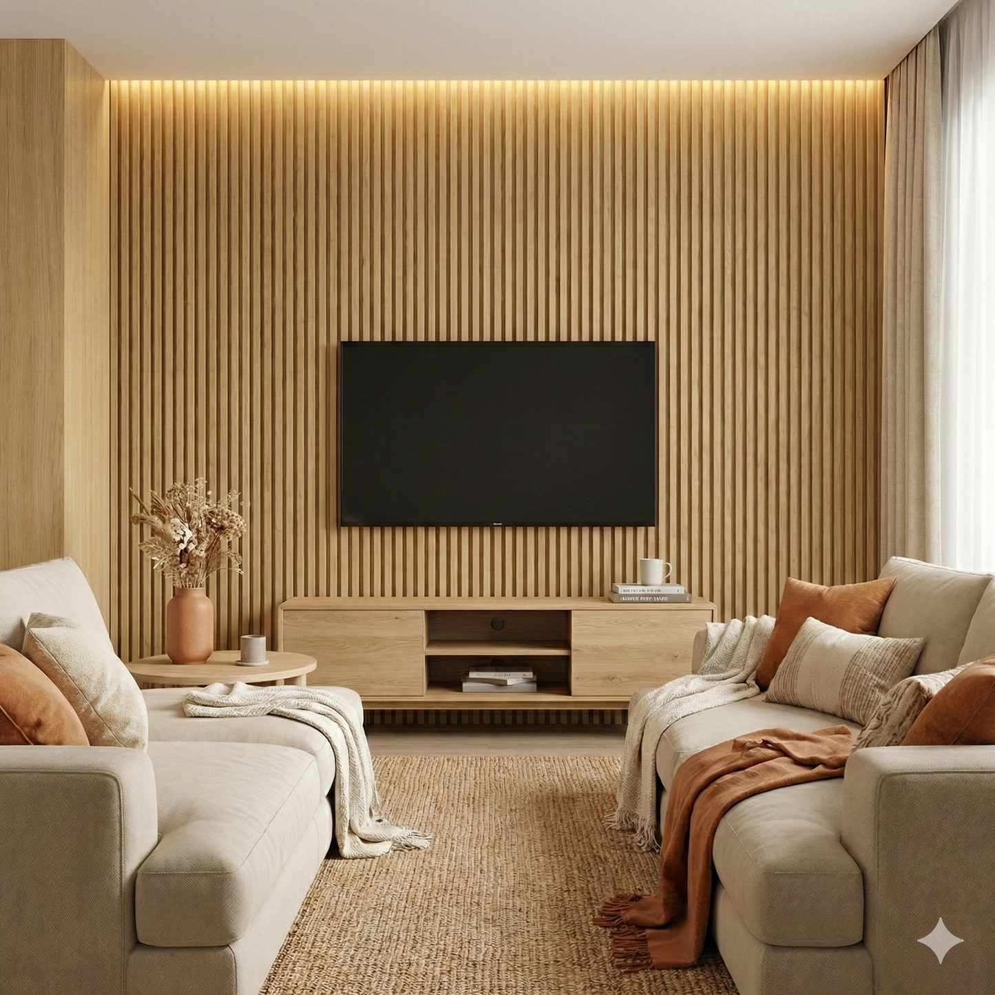 Fluted slat wall panelling Athens Oak - main image