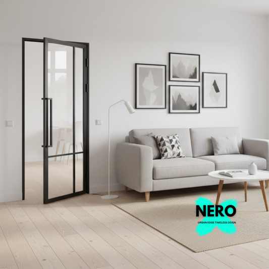 Steel Black Modern Crittal Style Internal Glass Doors Milan