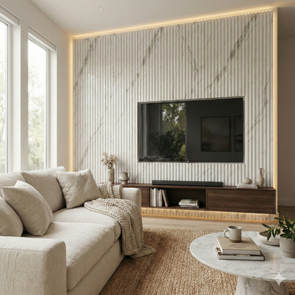 Fluted slat wall panelling Italian White - main image