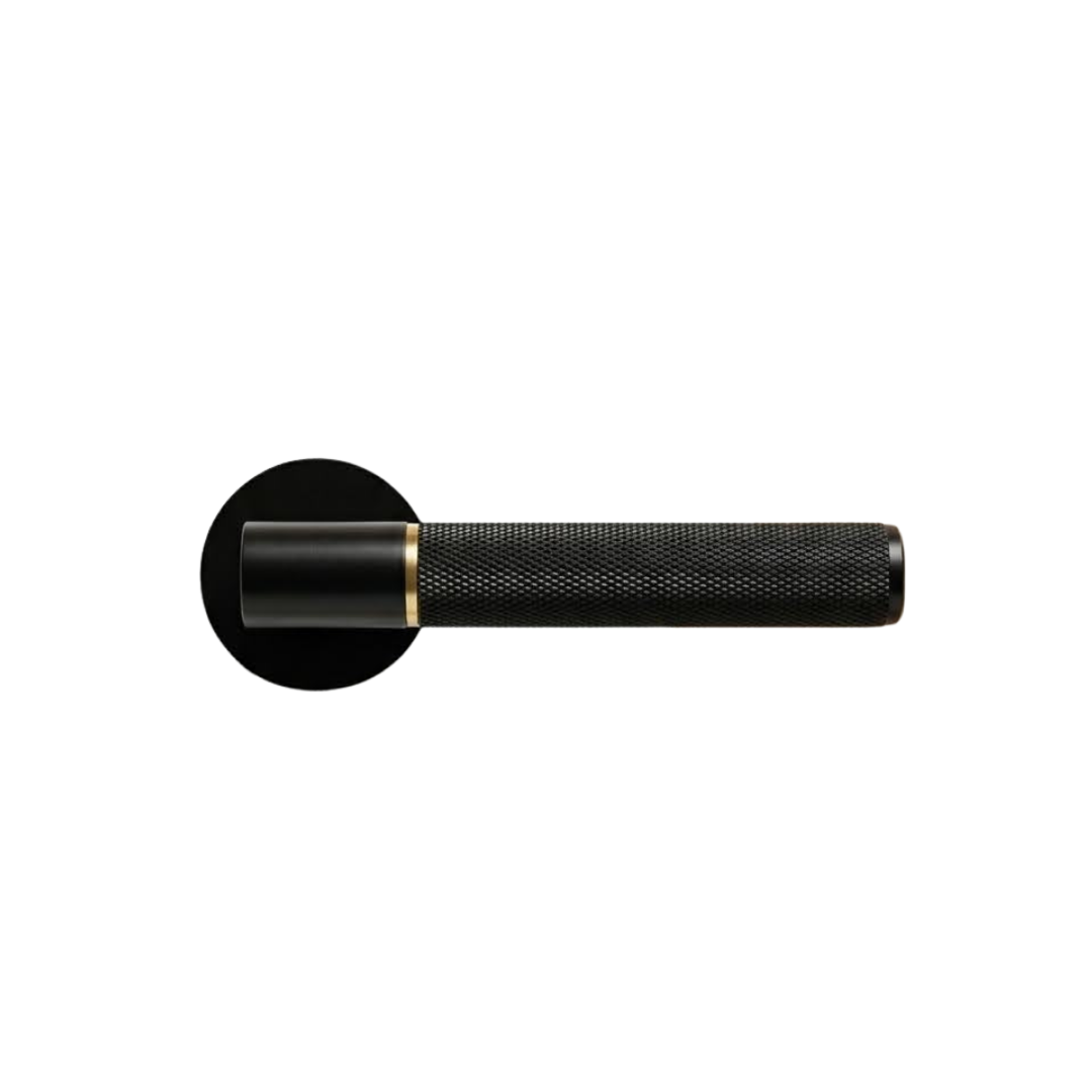 Paris Matt Black and Gold Internal Knurled Door Handle Sets