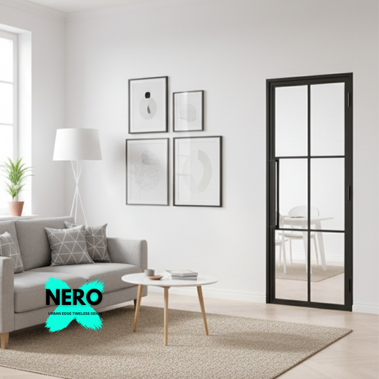 Steel black Crittall-style internal door - Porto clear glass