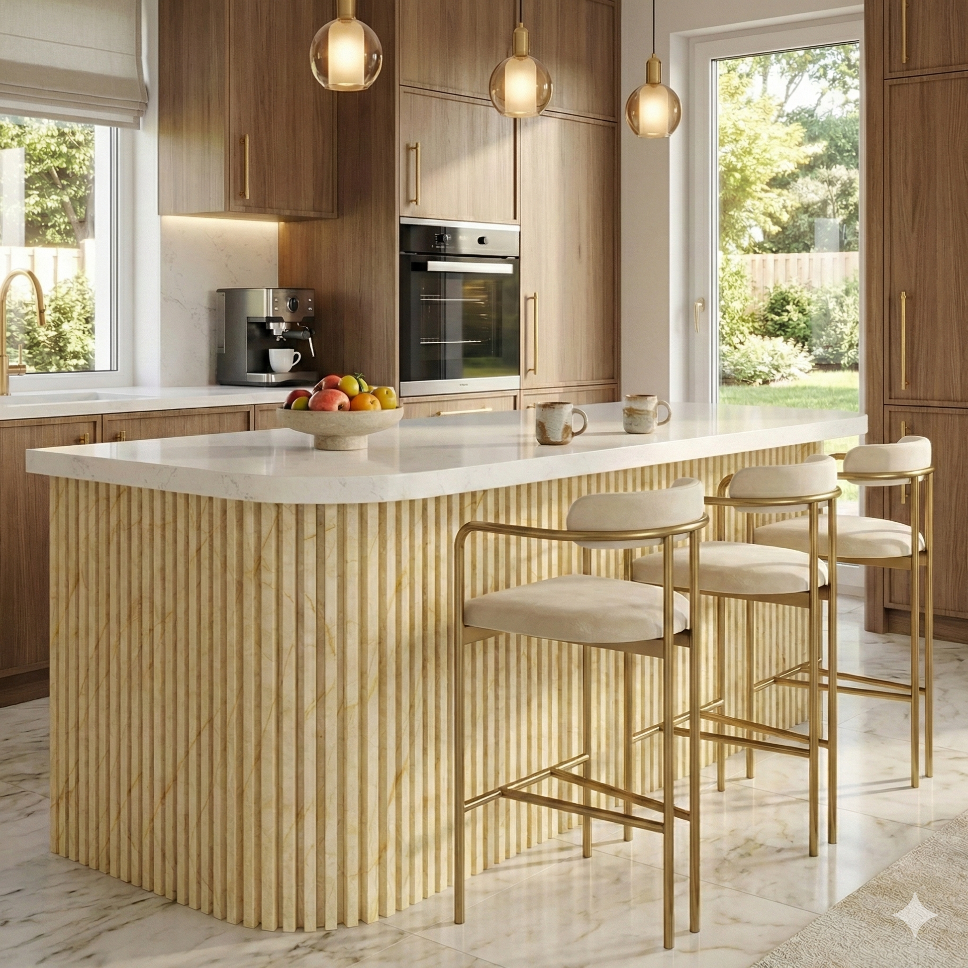Fluted slat wall panelling Berlin Beige - lifestyle