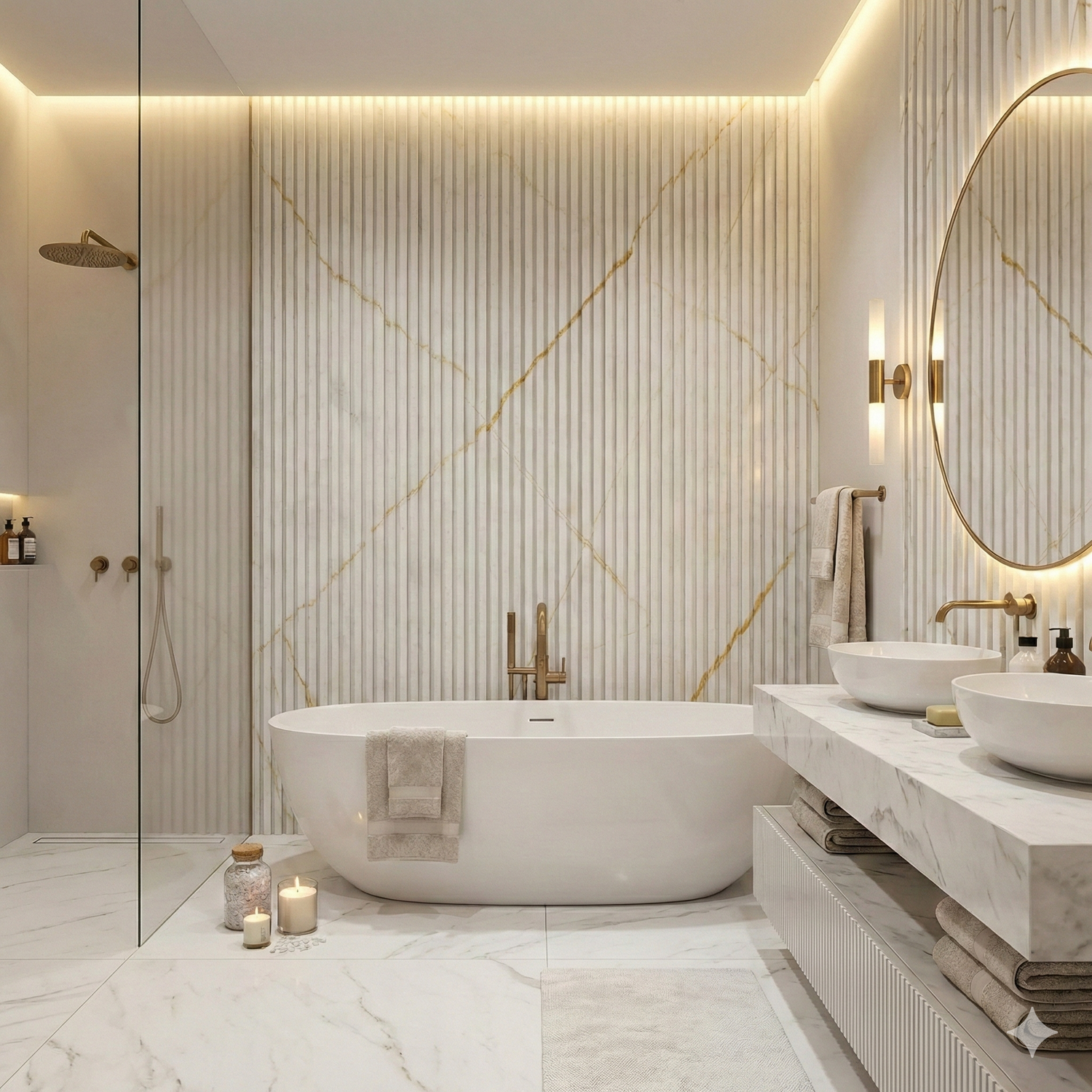Fluted slat wall panelling Paris Beige - main image