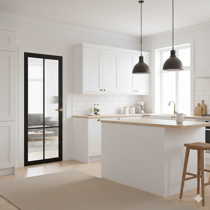 WC45GR Urban Style Premium Primed Black Reeded Glass Internal Door